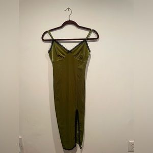 Green lace slip dress